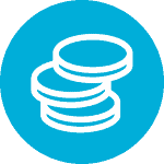 Stacked Coins in blue circle