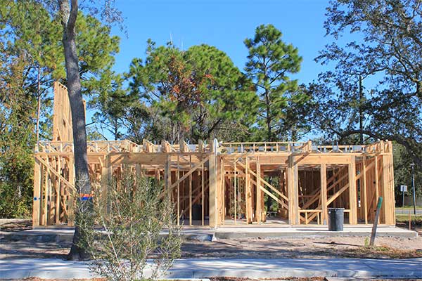 framed first floor of duplex