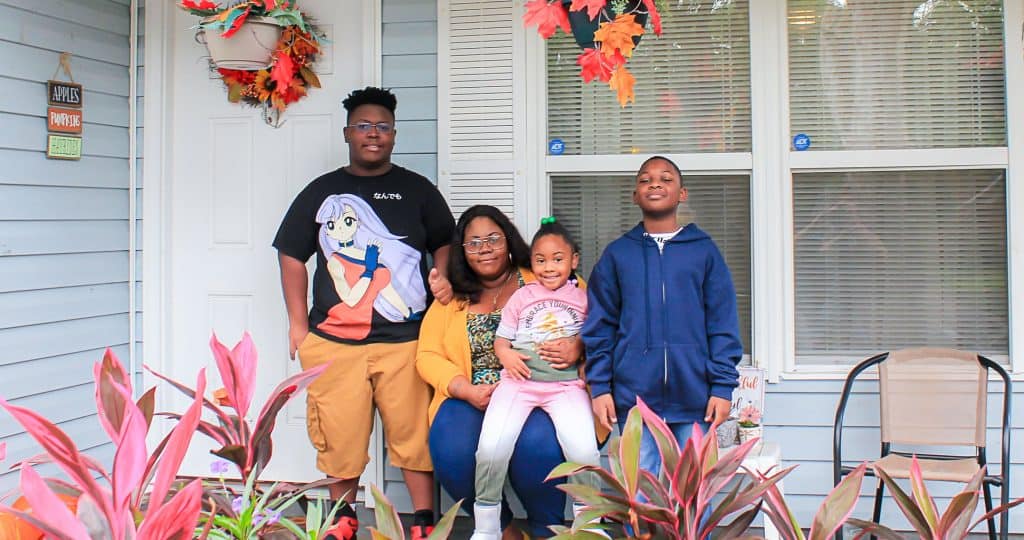 Family on front porch