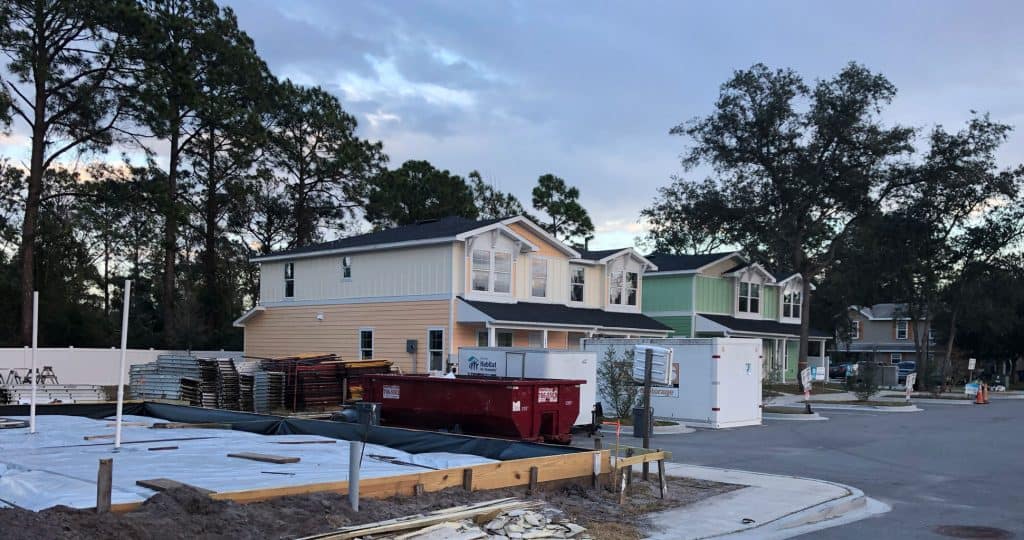 View of neighborhood over new slab construction