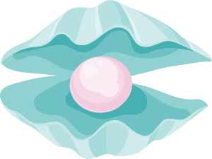 Green seashell with pink pearl Green seashell with pink pearl