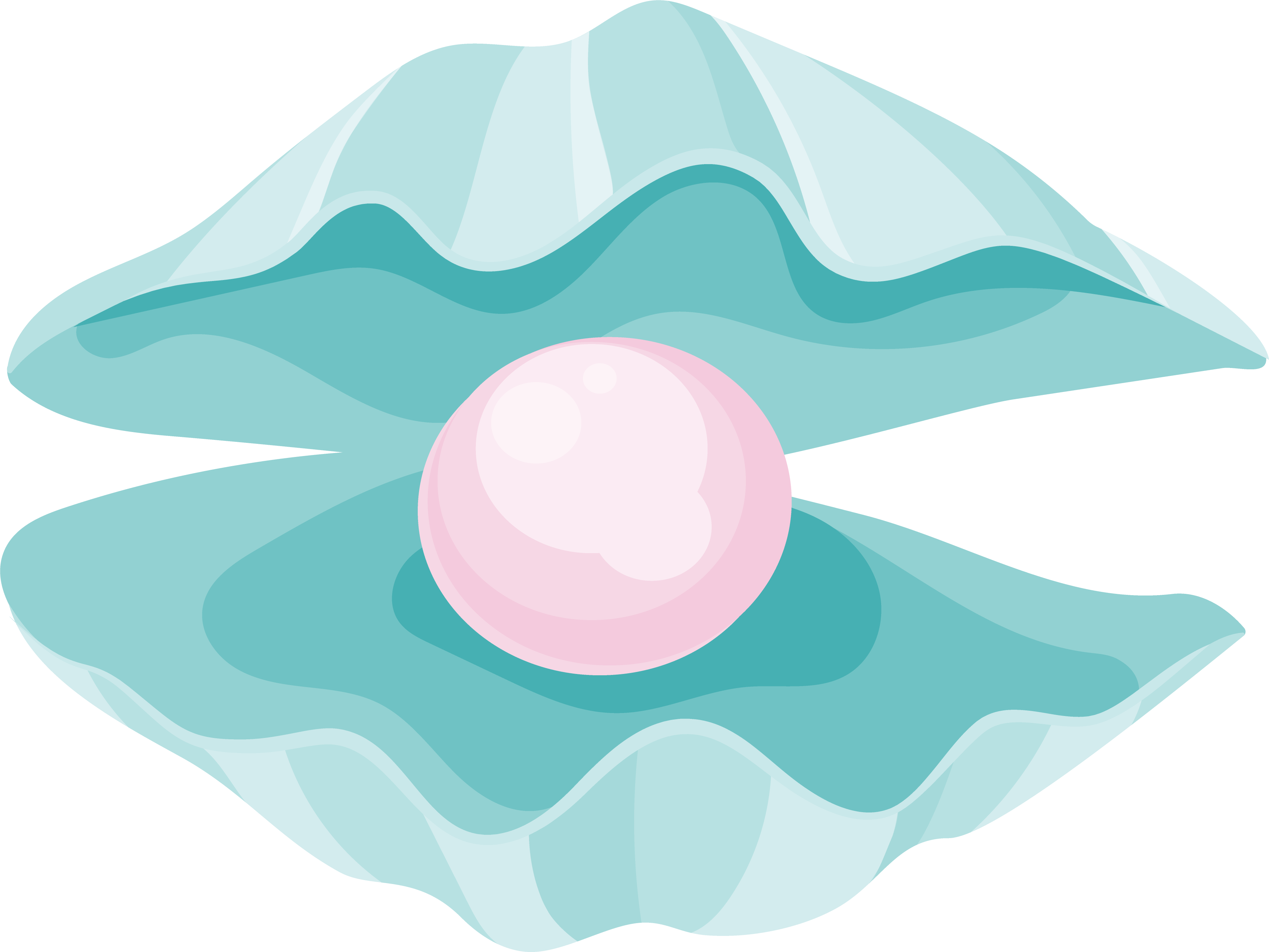 Green seashell with pink pearl Green seashell with pink pearl