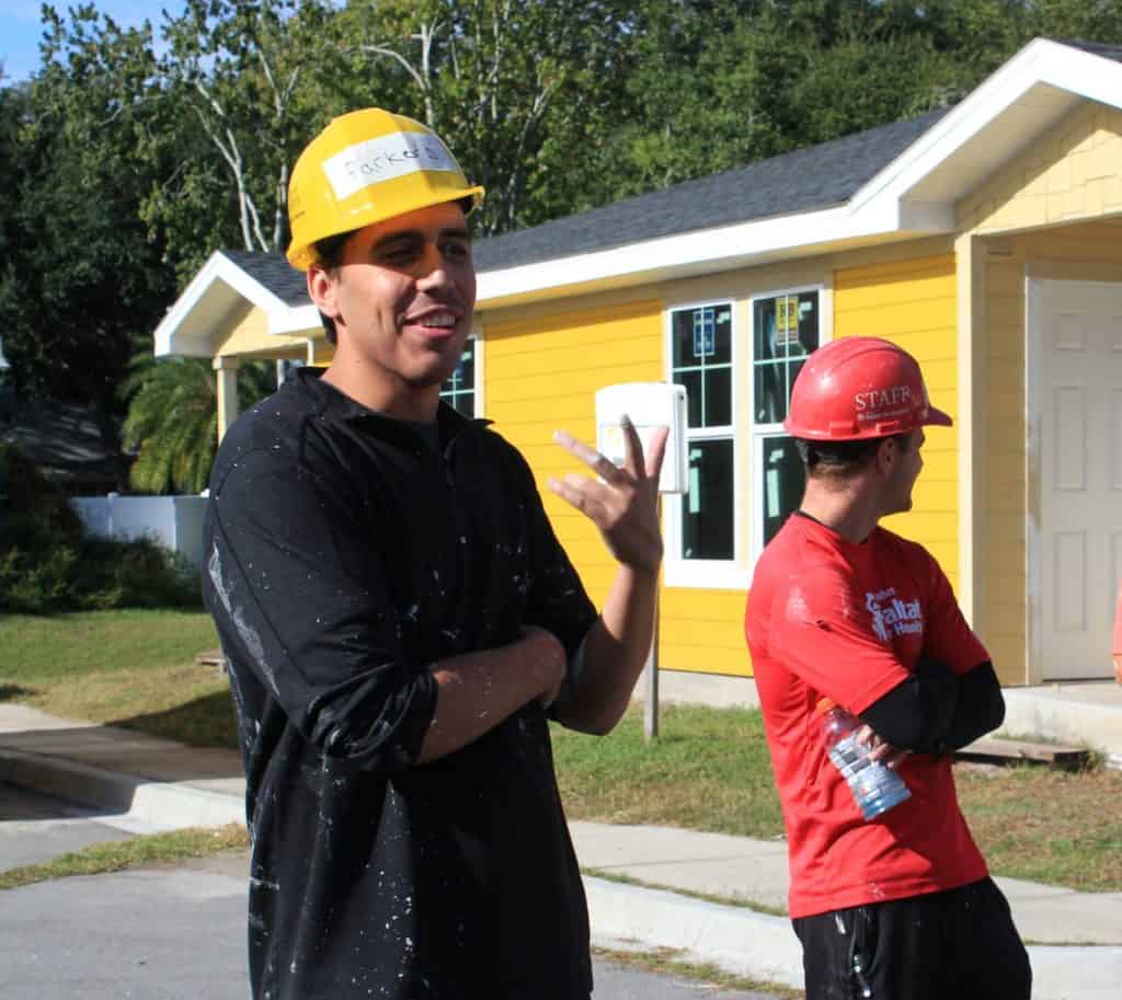 Young man in yellow hard hat