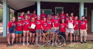 Group of young adults with bicycle