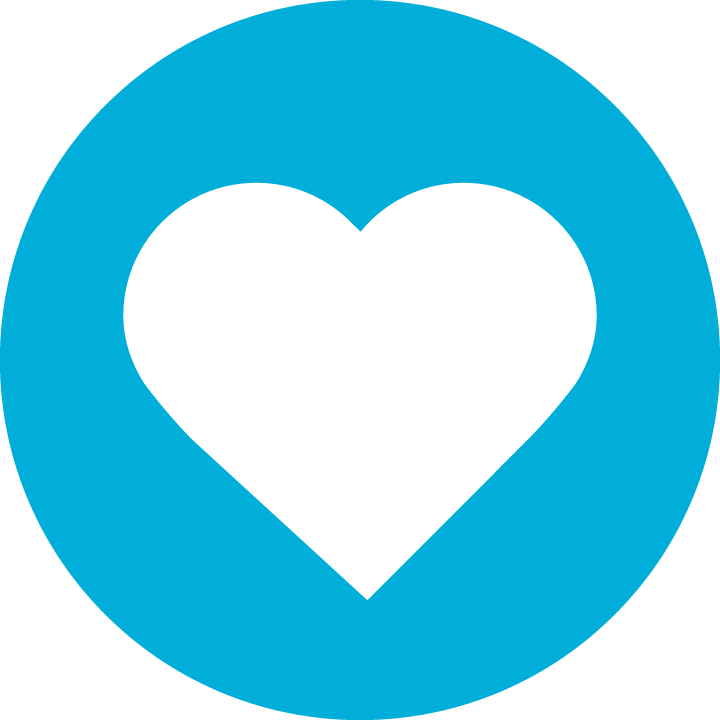 White heart in blue circle