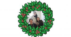 Family photo inside wreath illustration